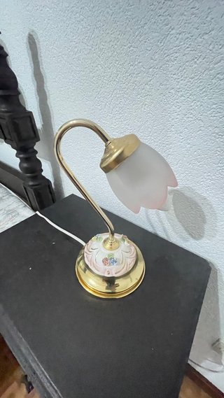 2 Candeeiro Vintage Dourado e Rosa