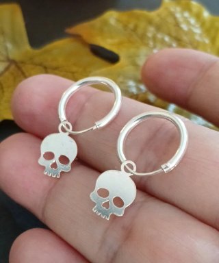 Pendientes Aros Calaveras Plata Ley 925