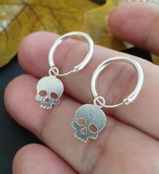 Pendientes Aros Calaveras Plata Ley 925