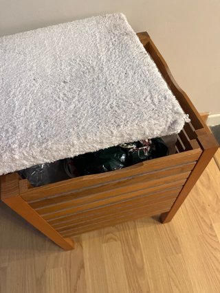 Banqueta Almacenaje Baño Madera