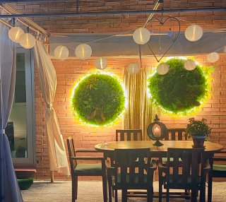 Decoración Circular Vegetal con Luces LED