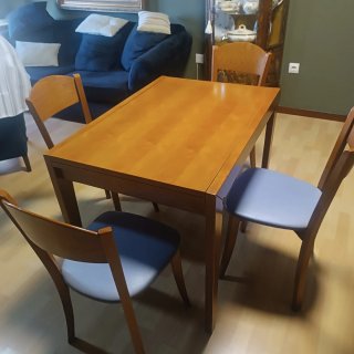Mesa madera maciza 1 metro recogida, 1,60 abierta,