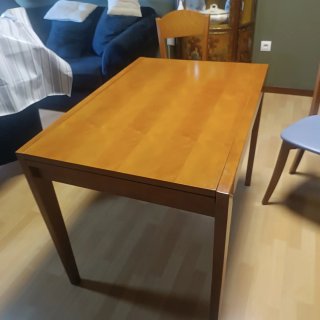 Mesa madera maciza 1 metro recogida, 1,60 abierta,
