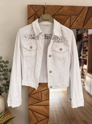 Chaqueta vaquera blanca encaje Talla XS