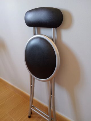2 Taburetes Plegables Metal Negro. Sin estrenar