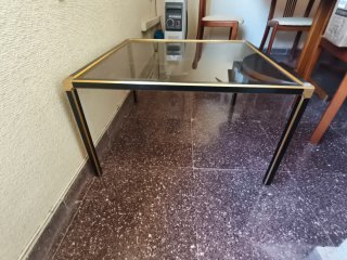 Mesa de centro cristal y metal