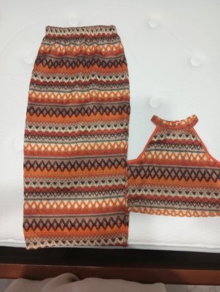 Conjunto falda larga y top étnico