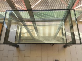 Mesa centro cristal y metal 100x50cm
