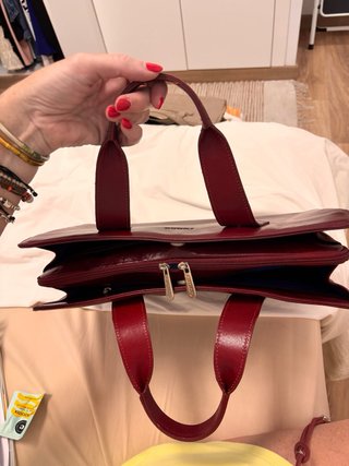 Bolso maletín piel Ruano granate Made in Spain