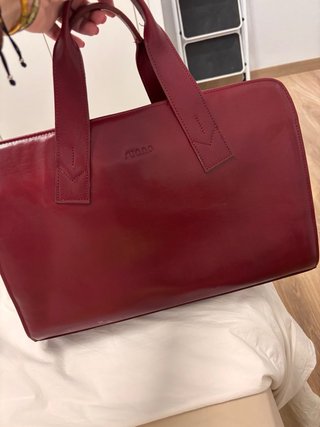 Bolso maletín piel Ruano granate Made in Spain