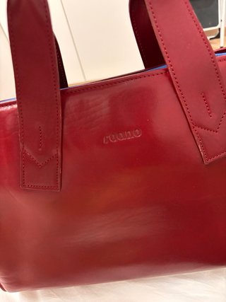 Bolso maletín piel Ruano granate Made in Spain