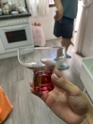 Juego 6 copas cristal postre/helado rojo