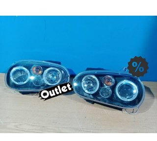 OL FAROS VOLKSWAGEN VW GOLF 4 OJOS ANGEL LED LOOK R32 FONDO
