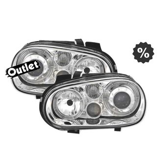 OL FAROS VOLKSWAGEN VW GOLF 4 LOOK R32 OJOS ANGEL FONDO CROM