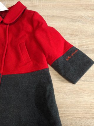 Abrigo niña 12 meses rojo y gris