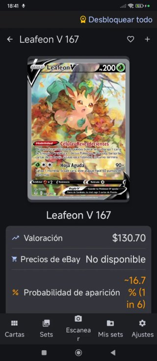 Leafeon V Carta Pokémon 167/203