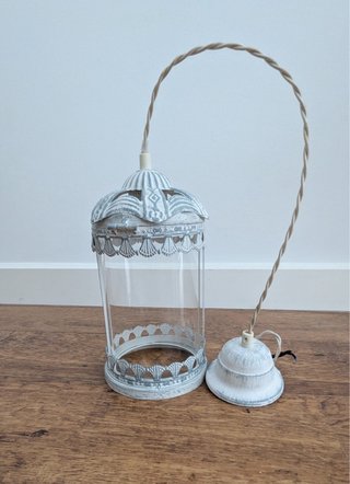 Lámpara colgante vintage blanca