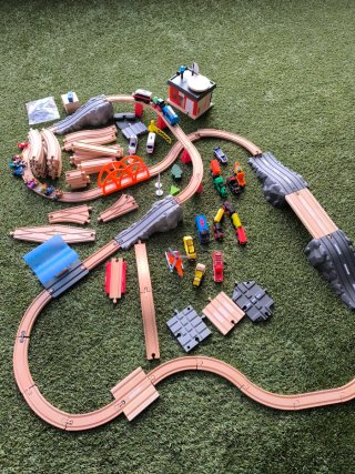 Lote trenes y pistas madera