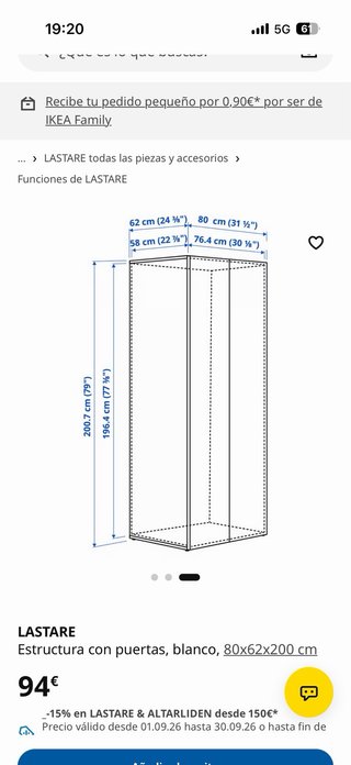 Armario LAStARE puertas blanco 80x62x200