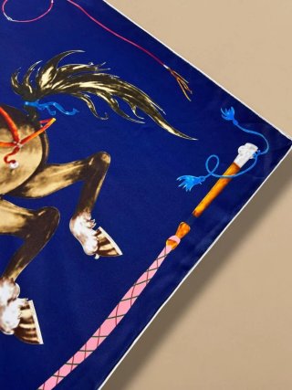 Foulard Hermes in seta blu e marrone
