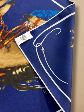Foulard Hermes in seta blu e marrone