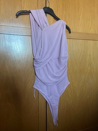 Body Zara gasa rosa drapeado