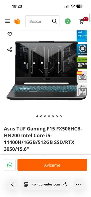 Portátil Asus TUF Gaming F15 FX506HCB