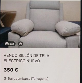 Sillón electrónico beige/gris tela