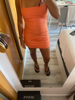 Vestido corto tirantes naranja