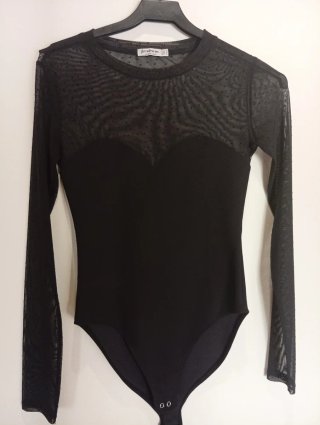 Body Stradivarius Transparente Negro Talla S
