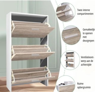 Zapatero CASOBEL 4 Puertas Madera y Blanco