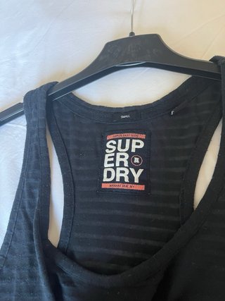 Camiseta tirantes Superdry S Negra/Plata