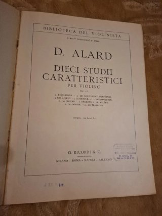 Partitura Antigua D. Alard Dieci Studii