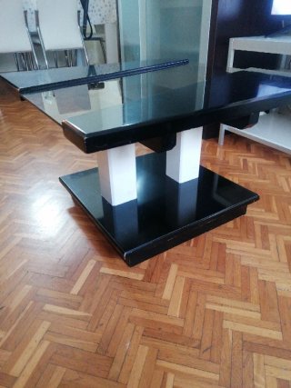 Mesa de centro moderna cristal y negro