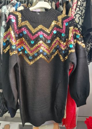 Jersey Talla Única Negro con Lentejuelas