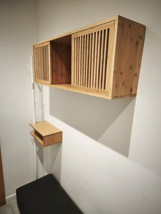 Conjunto recibidor 4 piezas madera y tela