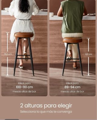 Taburetes altos cuero y metal