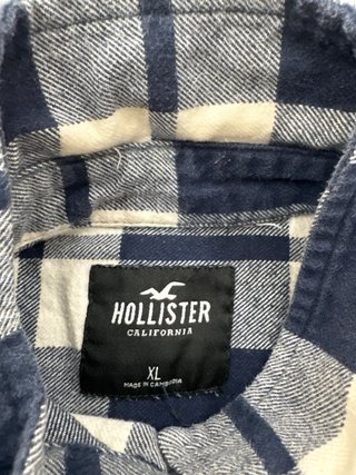 Camisa Franela Cuadros Hollister XL Azul Blanco