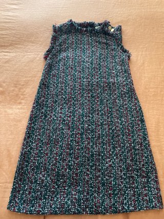 Vestido tweed granate y verde