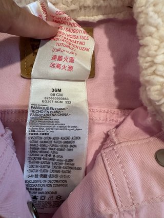 Chaqueta Levis rosa 98 cm
