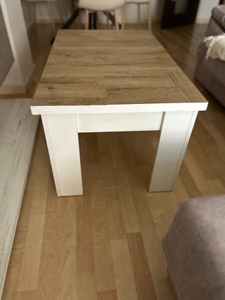 Mesa de centro madera (vinilo) y blanca