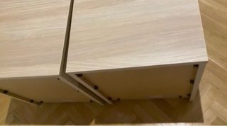 Mesitas de noche IKEA madera y cuero