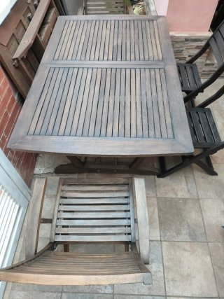 Mesa extensible y 4 Sillas  Exterior Madera d Teka
