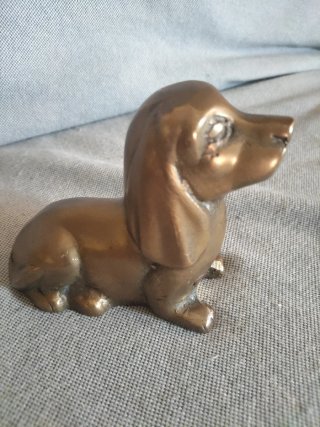 Perro Teckel Bronce Antiguo - Made in Korea 70s