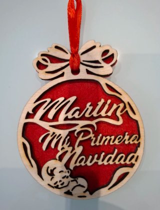 Bola Navidad Madera Bebé Martin
