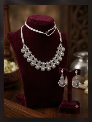 Conjunto Collar y Pendientes India Plata
