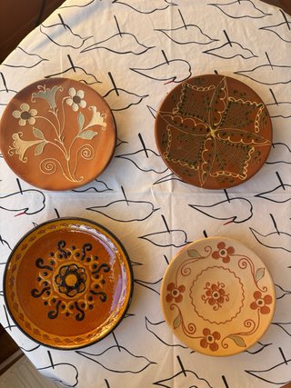 4 Platos de Barro Decorativos