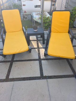 Conjunto 2 espreguiçadeiras antracite com colchão