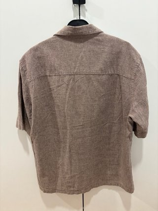 Camisa Zara Lino Manga Corta Marrón