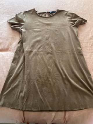 Vestido corto antelina marrón manga corta